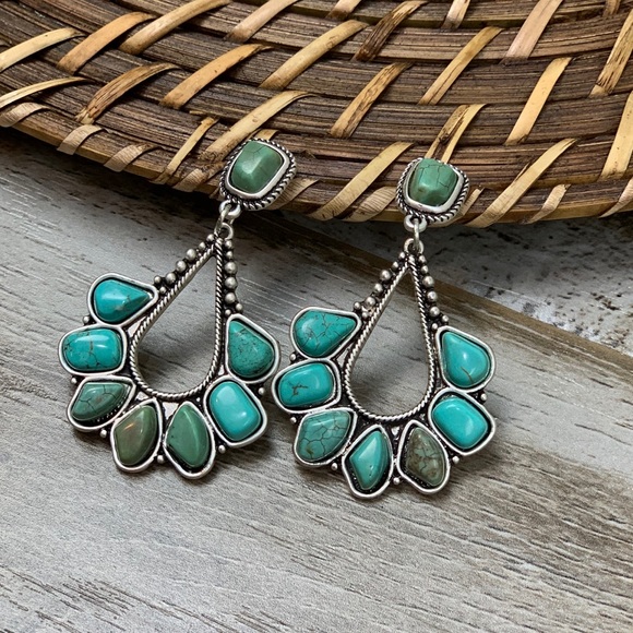 Whispering Winds Turquoise Teardrop Earrings Blue - Picture 3 of 6